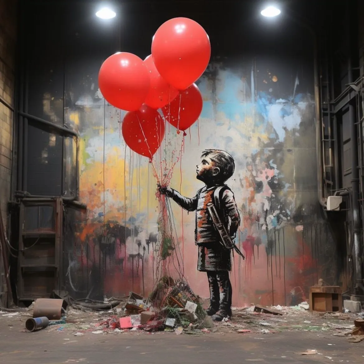 【2023年新作】バンクシー『風船と少年/Boy With Balloons』意味を作品解説！場所と伝えたいことも