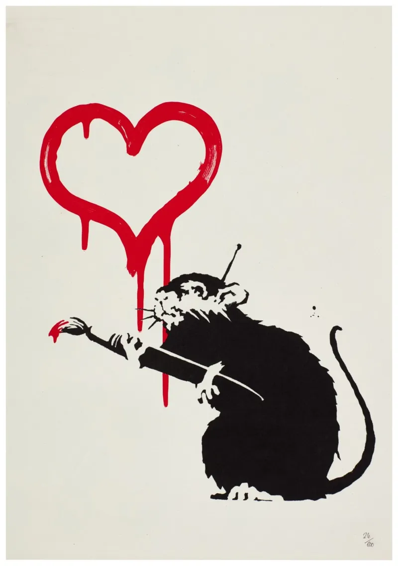 バンクシー人気ランキング42位 Love Rat/愛のネズミ